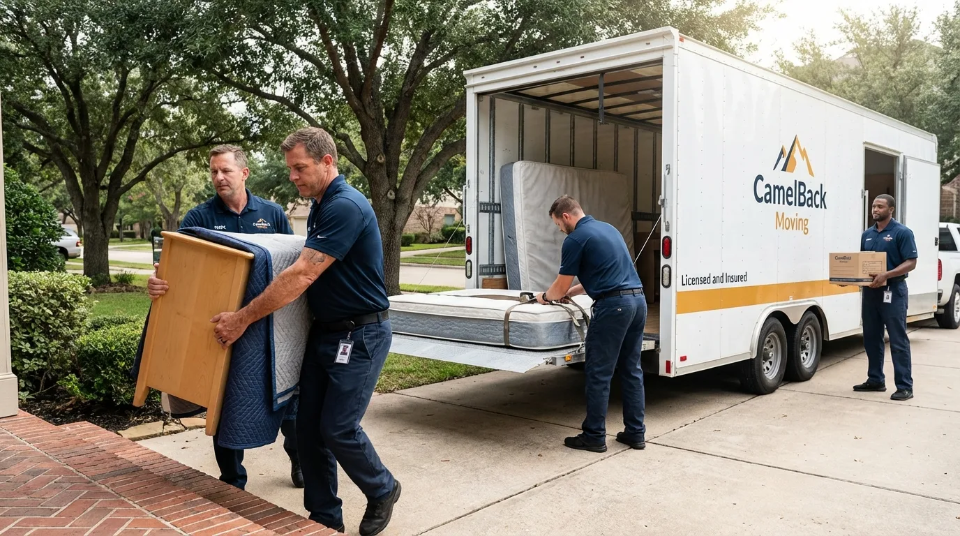 Crew loading residential truck for cross-state move from Due West, SC