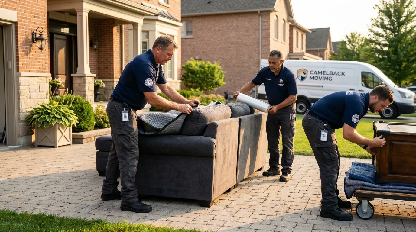 Large estate moving crew wrapping furniture in Due West, SC