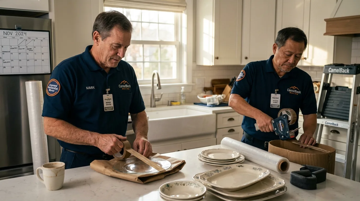Professional crew packing kitchen dishware in Due West, SC